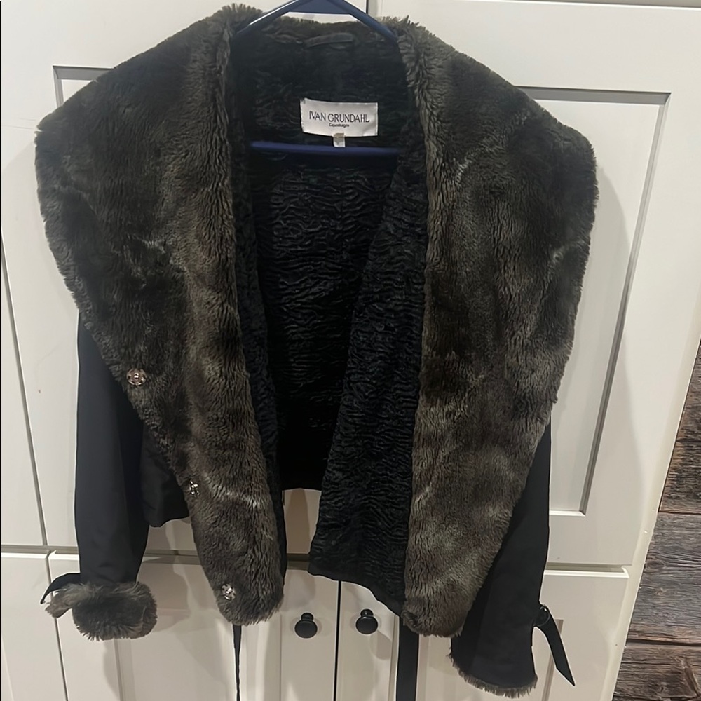 Ivan Grundahl Black Faux Fur Trim Jacket - Picture 4 of 6